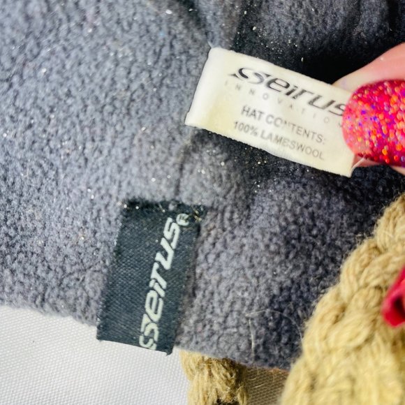 Seirus Lambswool Knit Hat W Pom Braided Tassel Orange Olive Green Adult or Teen - Picture 9 of 9